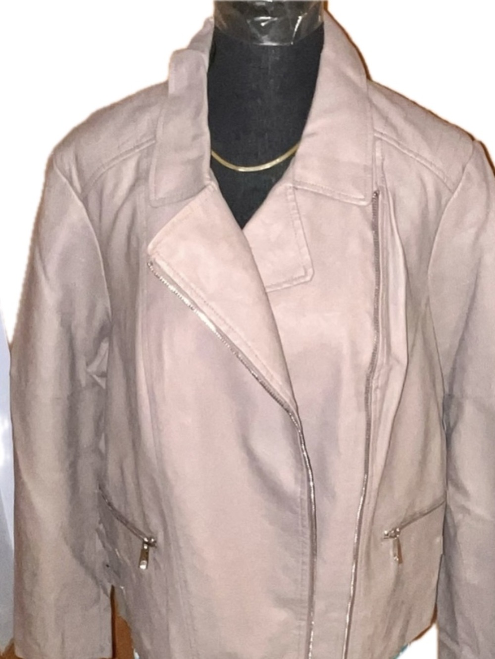a.n.a. Taupe Gray Faux Leather Asymmetric Moto Biker Jacket Plus Size 1X Coat